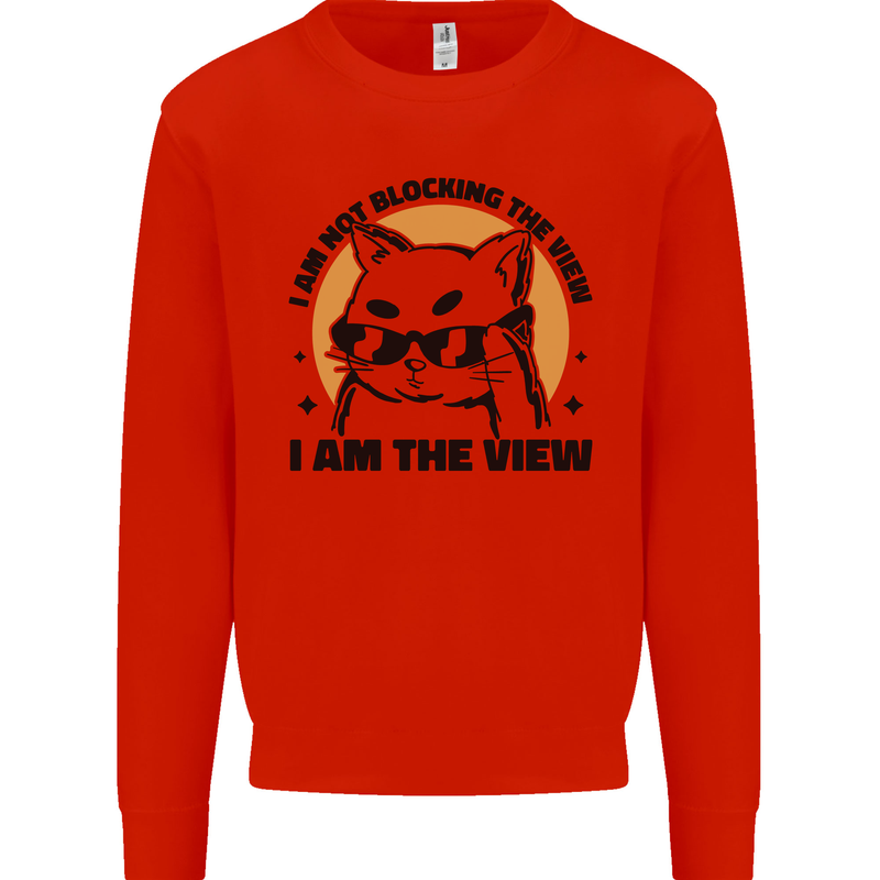 I am the View Funny Cat Kids Sweatshirt Jumper Bright Red