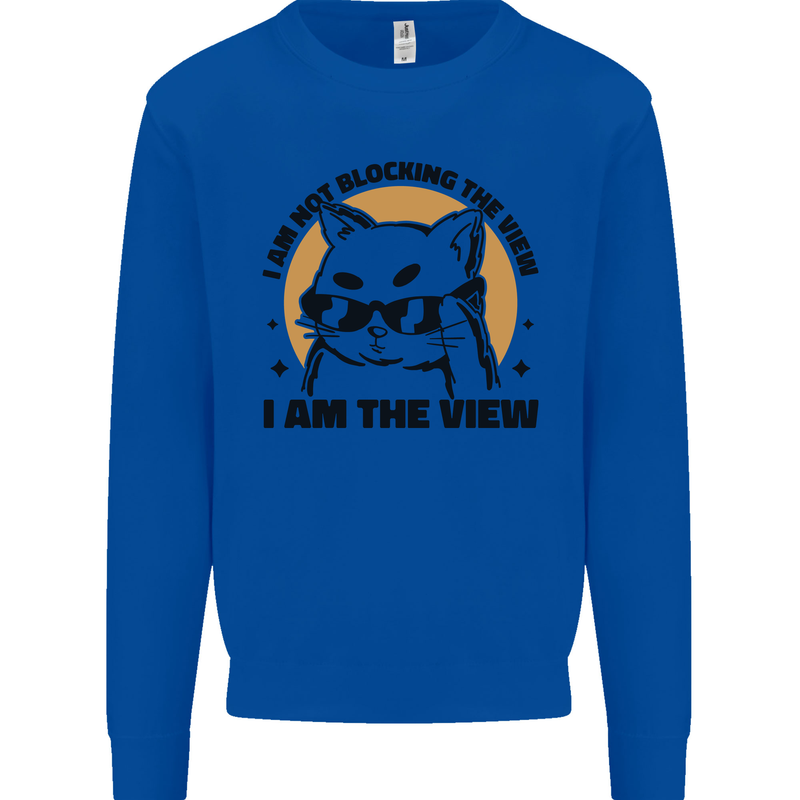 I am the View Funny Cat Kids Sweatshirt Jumper Royal Blue