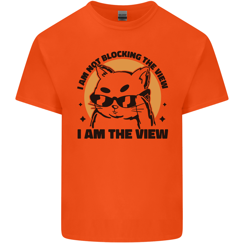 I am the View Funny Cat Mens Cotton T-Shirt Tee Top Orange