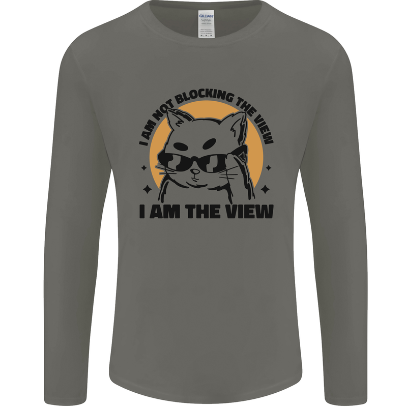 I am the View Funny Cat Mens Long Sleeve T-Shirt Charcoal