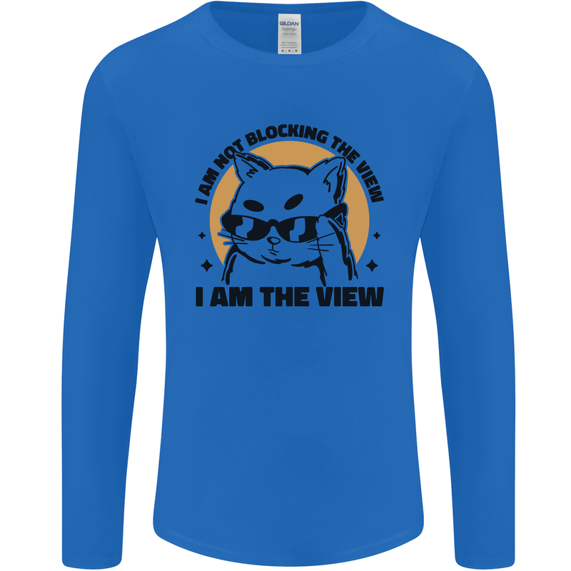I am the View Funny Cat Mens Long Sleeve T-Shirt Royal Blue
