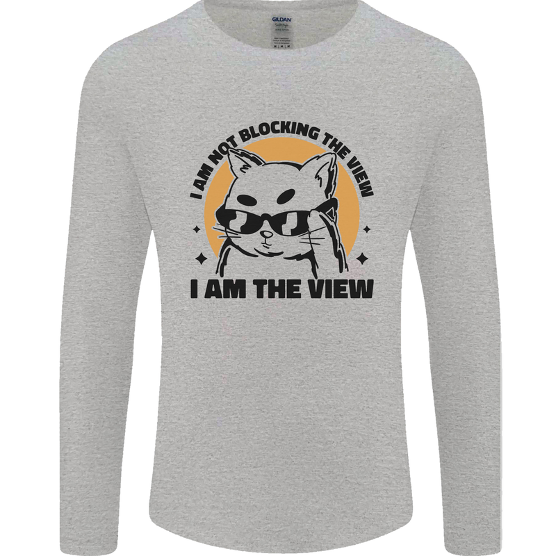 I am the View Funny Cat Mens Long Sleeve T-Shirt Sports Grey