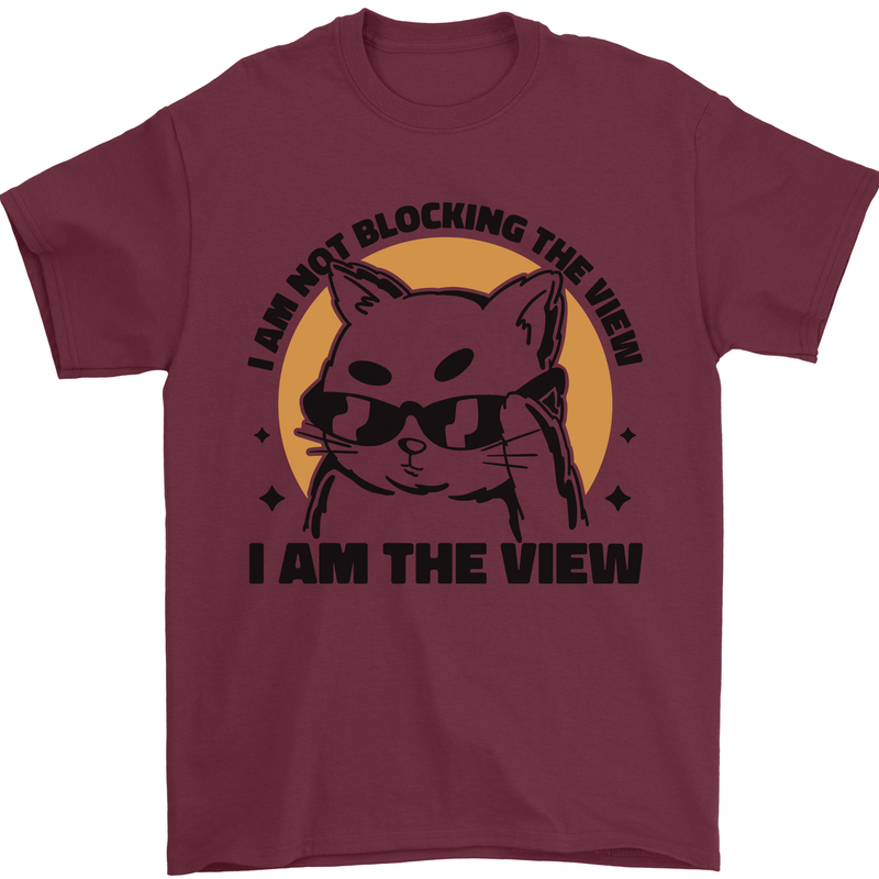 I am the View Funny Cat Mens T-Shirt 100% Cotton Maroon