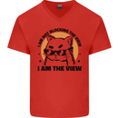 I am the View Funny Cat Mens V-Neck Cotton T-Shirt Red