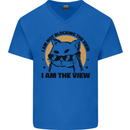 I am the View Funny Cat Mens V-Neck Cotton T-Shirt Royal Blue