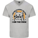 I am the View Funny Cat Mens V-Neck Cotton T-Shirt Sports Grey