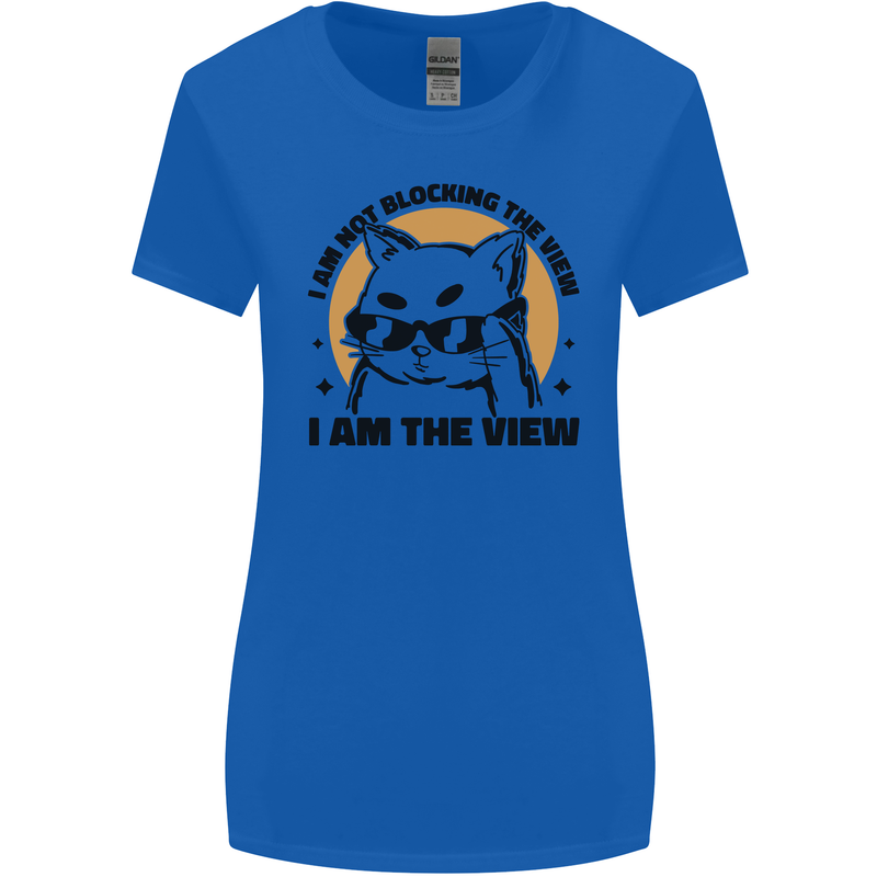 I am the View Funny Cat Womens Wider Cut T-Shirt Royal Blue