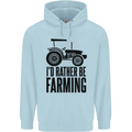 I'd Rather Be Farming Farmer Tractor Childrens Kids Hoodie Light Blue