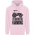I'd Rather Be Farming Farmer Tractor Childrens Kids Hoodie Light Pink