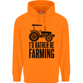 I'd Rather Be Farming Farmer Tractor Childrens Kids Hoodie Orange