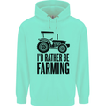 I'd Rather Be Farming Farmer Tractor Childrens Kids Hoodie Peppermint