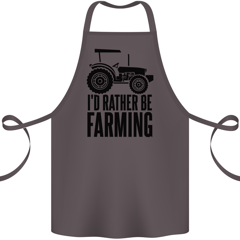 I'd Rather Be Farming Farmer Tractor Cotton Apron 100% Organic Dark Grey