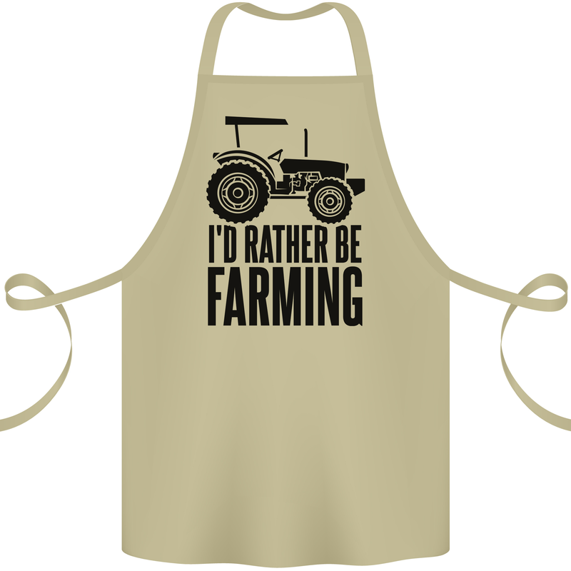 I'd Rather Be Farming Farmer Tractor Cotton Apron 100% Organic Khaki