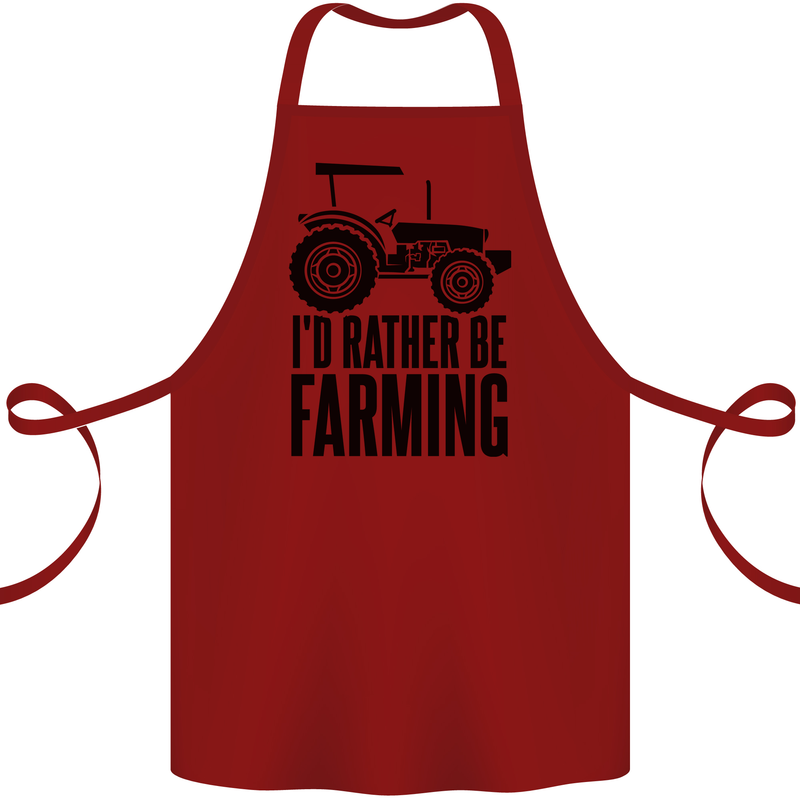 I'd Rather Be Farming Farmer Tractor Cotton Apron 100% Organic Maroon