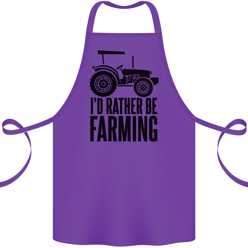 I'd Rather Be Farming Farmer Tractor Cotton Apron 100% Organic Purple