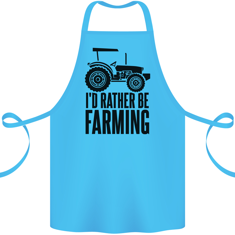 I'd Rather Be Farming Farmer Tractor Cotton Apron 100% Organic Turquoise