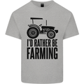 I'd Rather Be Farming Farmer Tractor Kids T-Shirt Childrens Sports Grey