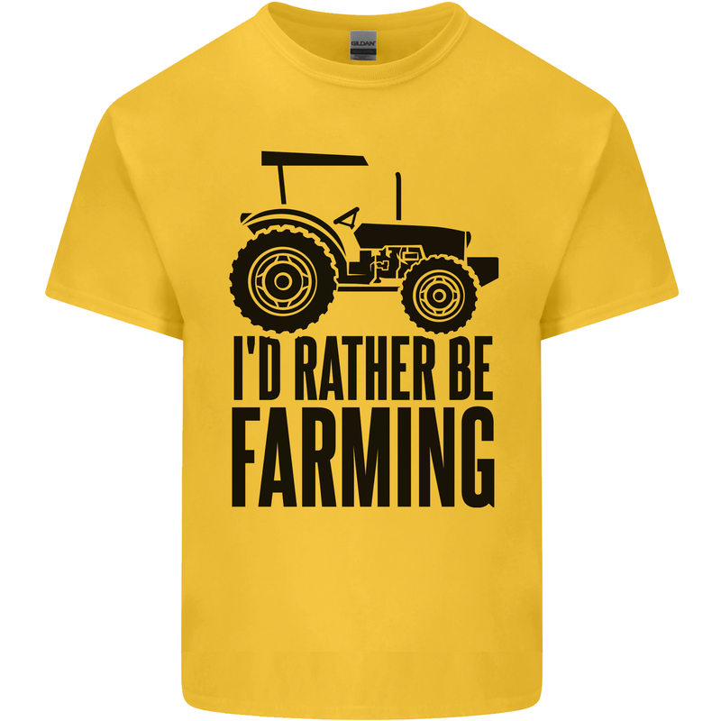 I'd Rather Be Farming Farmer Tractor Kids T-Shirt Childrens Yellow