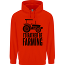 I'd Rather Be Farming Farmer Tractor Mens 80% Cotton Hoodie Bright Red