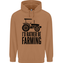 I'd Rather Be Farming Farmer Tractor Mens 80% Cotton Hoodie Caramel Latte