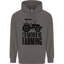 I'd Rather Be Farming Farmer Tractor Mens 80% Cotton Hoodie Charcoal