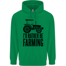 I'd Rather Be Farming Farmer Tractor Mens 80% Cotton Hoodie Irish Green