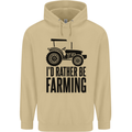 I'd Rather Be Farming Farmer Tractor Mens 80% Cotton Hoodie Sand