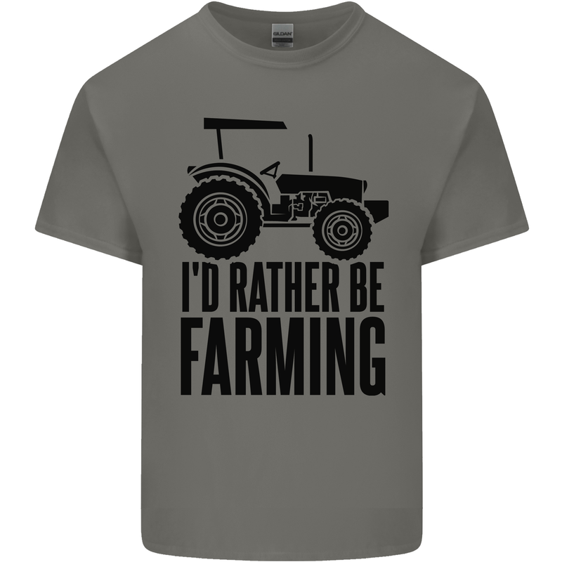I'd Rather Be Farming Farmer Tractor Mens Cotton T-Shirt Tee Top Charcoal