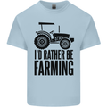 I'd Rather Be Farming Farmer Tractor Mens Cotton T-Shirt Tee Top Light Blue