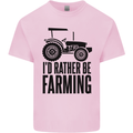 I'd Rather Be Farming Farmer Tractor Mens Cotton T-Shirt Tee Top Light Pink