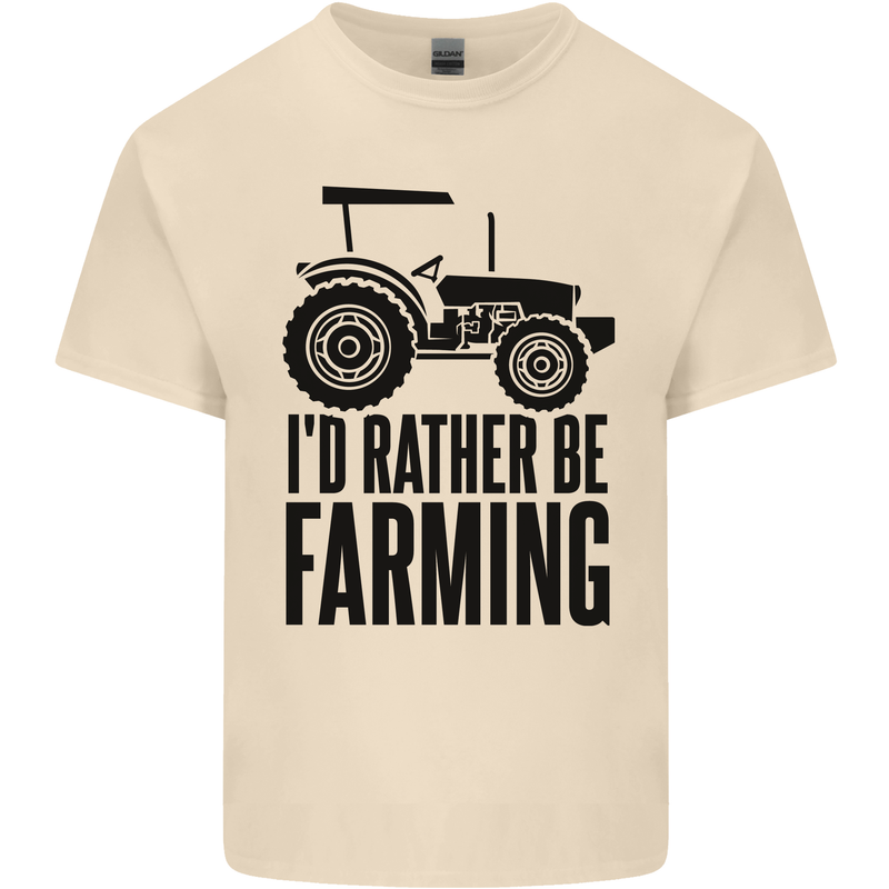 I'd Rather Be Farming Farmer Tractor Mens Cotton T-Shirt Tee Top Natural