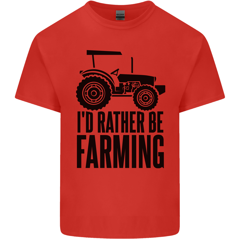 I'd Rather Be Farming Farmer Tractor Mens Cotton T-Shirt Tee Top Red