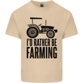 I'd Rather Be Farming Farmer Tractor Mens Cotton T-Shirt Tee Top Sand