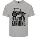 I'd Rather Be Farming Farmer Tractor Mens Cotton T-Shirt Tee Top Sports Grey