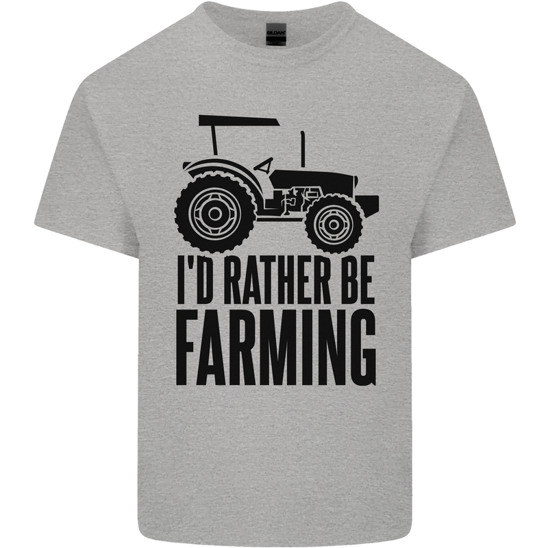 I'd Rather Be Farming Farmer Tractor Mens Cotton T-Shirt Tee Top Sports Grey
