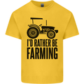 I'd Rather Be Farming Farmer Tractor Mens Cotton T-Shirt Tee Top Yellow