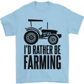 I'd Rather Be Farming Farmer Tractor Mens T-Shirt 100% Cotton Light Blue