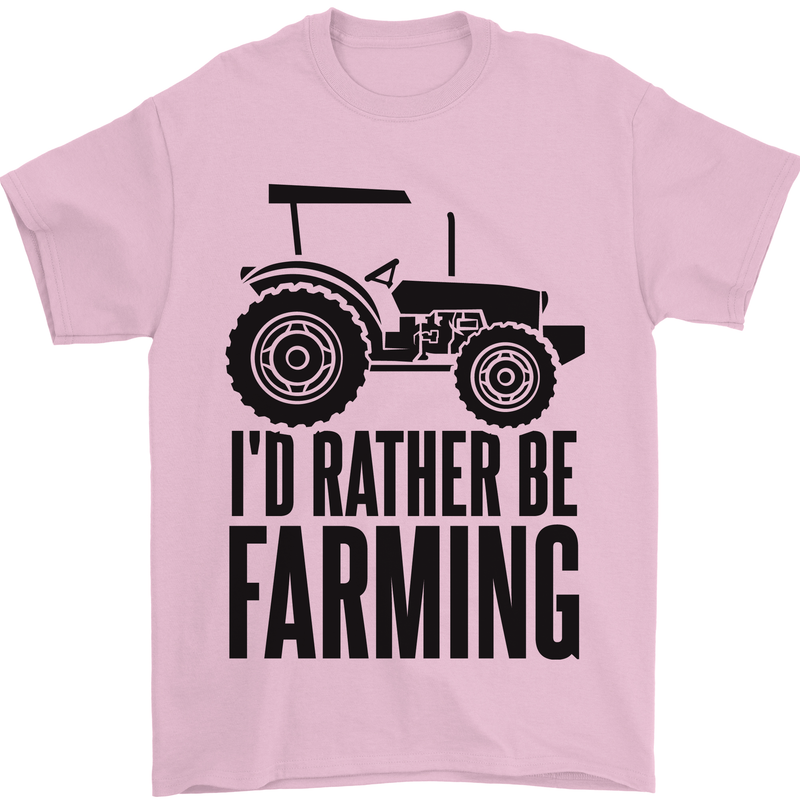 I'd Rather Be Farming Farmer Tractor Mens T-Shirt 100% Cotton Light Pink