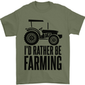 I'd Rather Be Farming Farmer Tractor Mens T-Shirt 100% Cotton Military Green