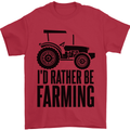 I'd Rather Be Farming Farmer Tractor Mens T-Shirt 100% Cotton Red