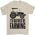 I'd Rather Be Farming Farmer Tractor Mens T-Shirt 100% Cotton Sand