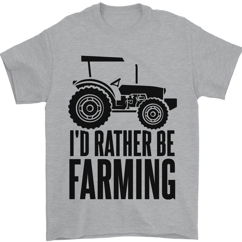 I'd Rather Be Farming Farmer Tractor Mens T-Shirt 100% Cotton Sports Grey