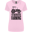I'd Rather Be Farming Farmer Tractor Womens Wider Cut T-Shirt Light Pink