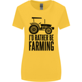 I'd Rather Be Farming Farmer Tractor Womens Wider Cut T-Shirt Yellow