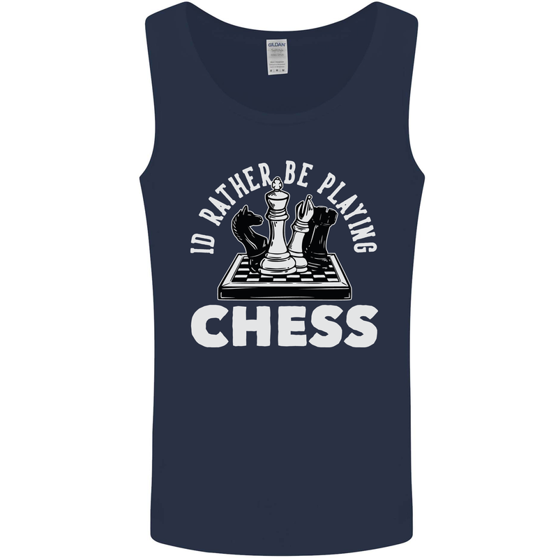 I'd Rather Be Playing Chess Mens Vest Tank Top Navy Blue