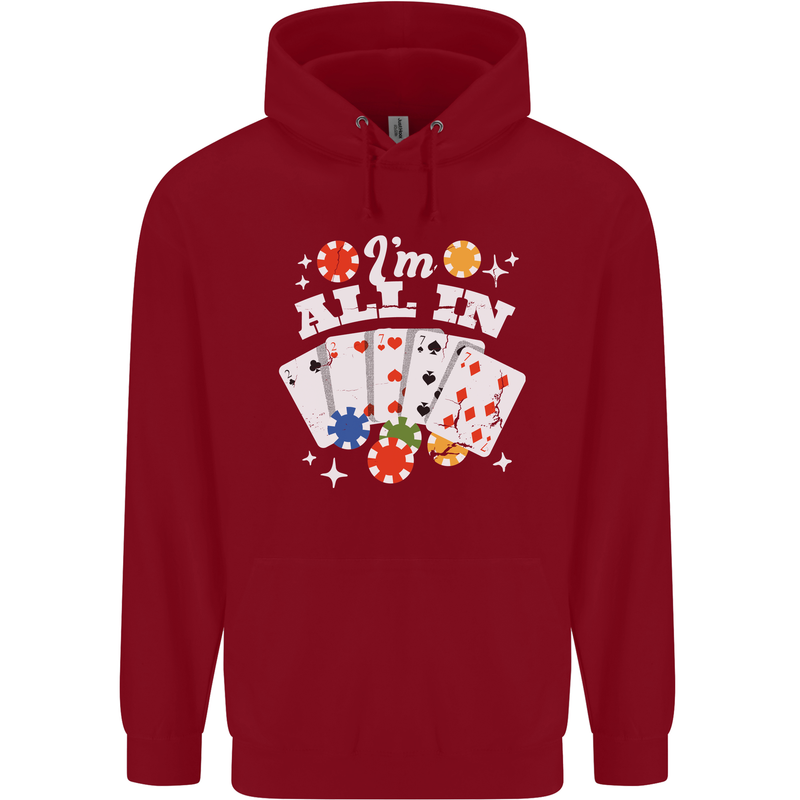 I'm All In Poker Mens 80% Cotton Hoodie Red