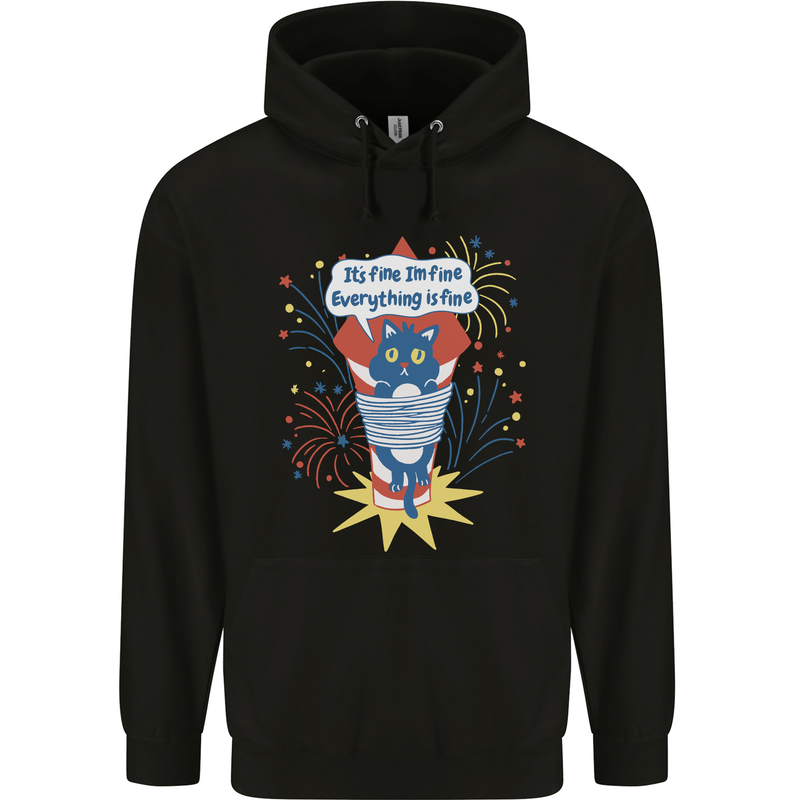 I'm Fine Funny at Fireworks Bonfire Day July 4th Mens 80% Cotton Hoodie Black
