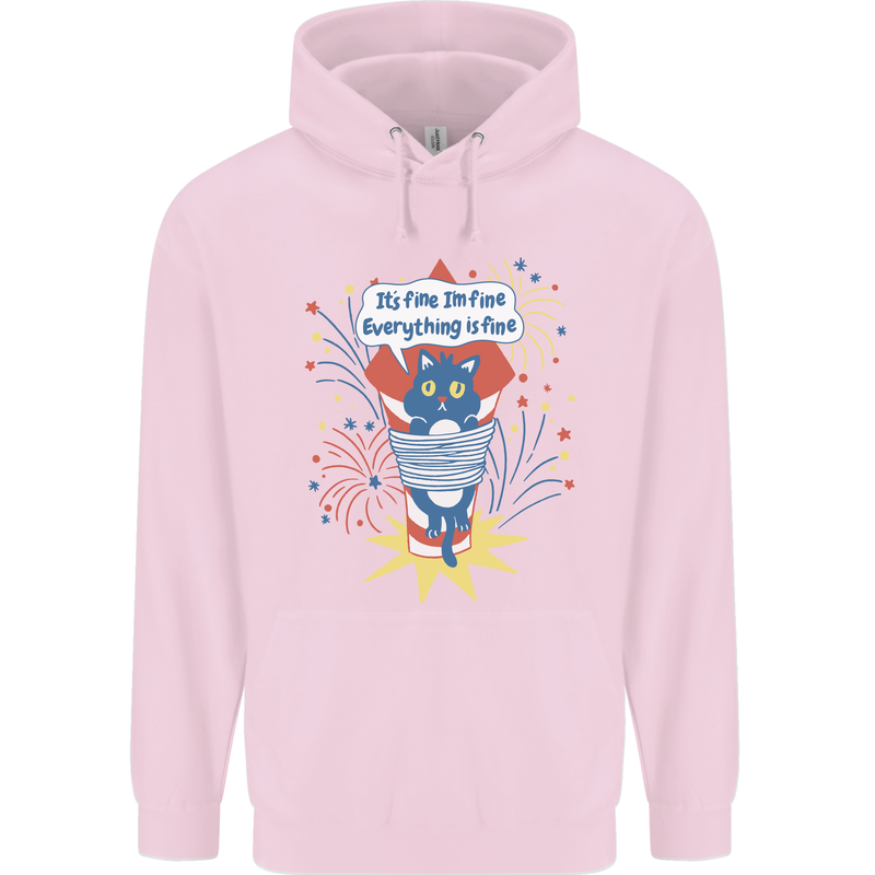 I'm Fine Funny at Fireworks Bonfire Day July 4th Mens 80% Cotton Hoodie Light Pink