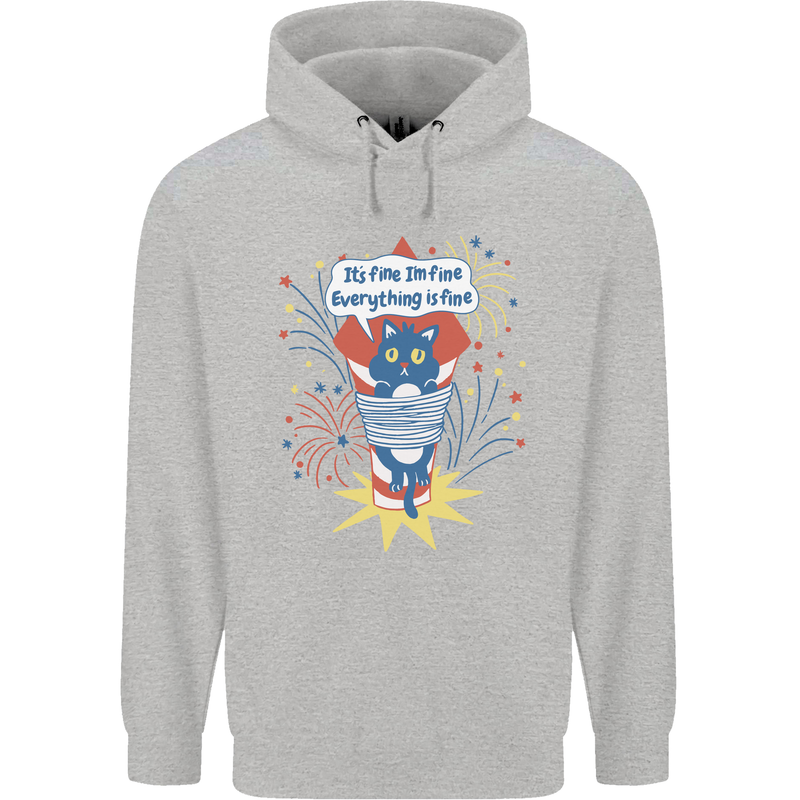 I'm Fine Funny at Fireworks Bonfire Day July 4th Mens 80% Cotton Hoodie Sports Grey
