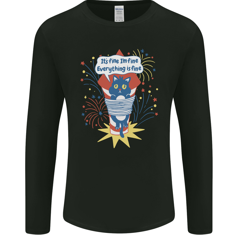 I'm Fine Funny at Fireworks Bonfire Day July 4th Mens Long Sleeve T-Shirt Black